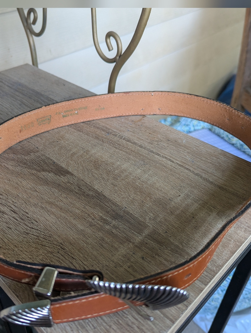Ladies Levi's Brown Leather Belt with Silver Shell Buckle.